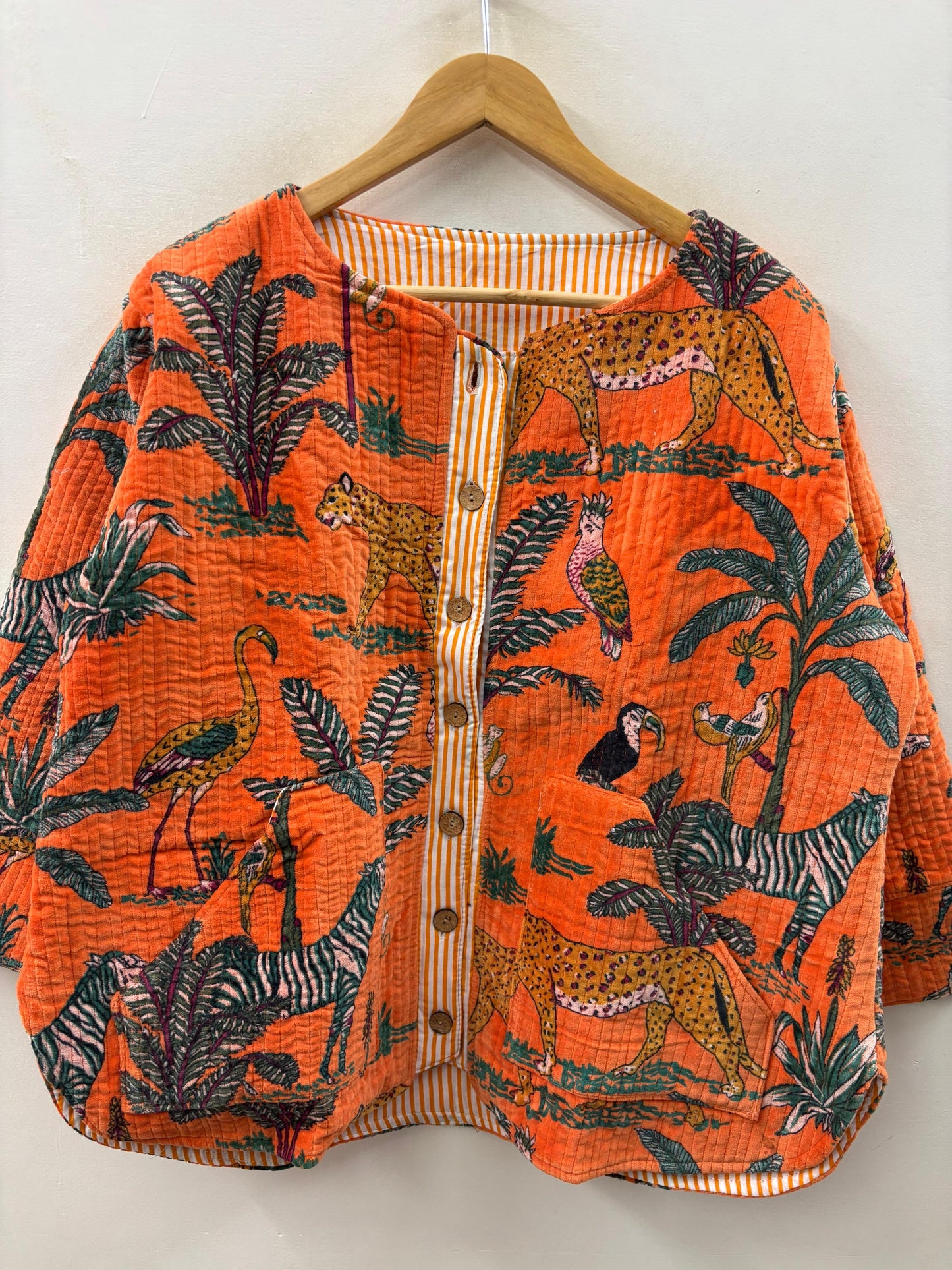 The Jungle Orange — Hand Block-Printed Quilted Cotton Jacket - Default Title - Zoshak