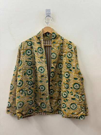 The Marigold Garden — Hand-Embroidered Corduroy Jacket — Golden Yellow with Emerald Florals - Default Title - Zoshak Jacket