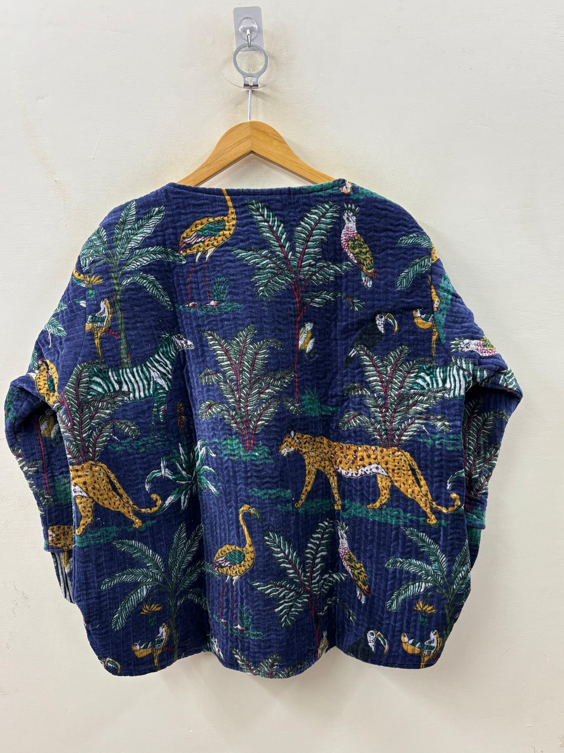 The Jungle Navy — Hand Block-Printed Quilted Cotton Jacket - Default Title - Zoshak