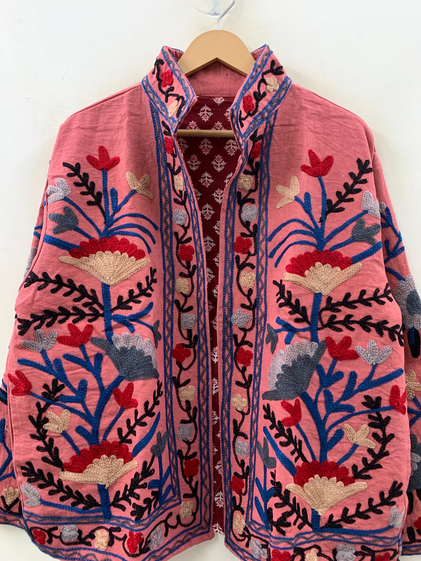 The Rose Garden — Crewel Embroidered Cotton Jacket — Dusty Rose - Default Title - Zoshak Jacket