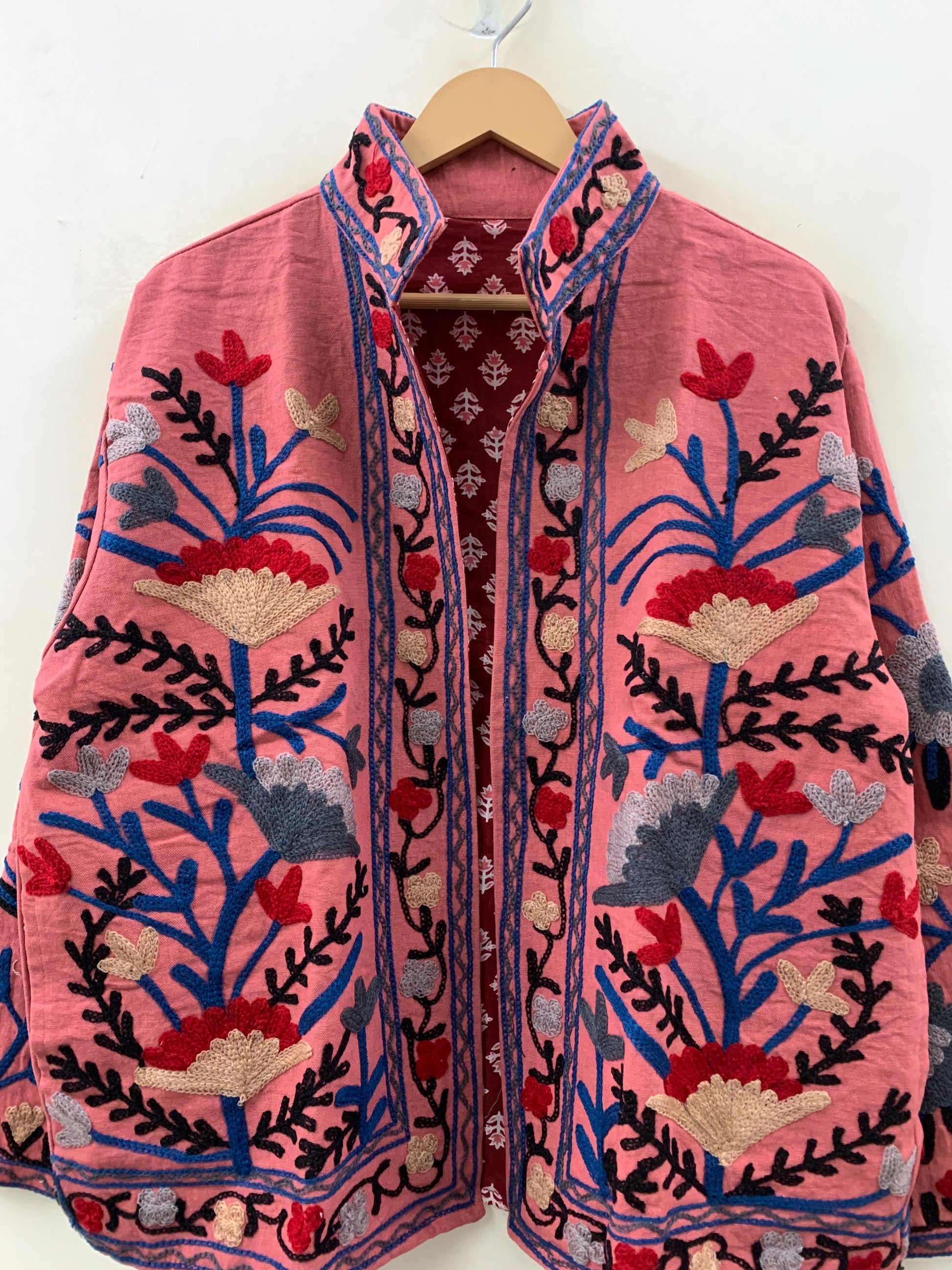 The Rose Garden — Crewel Embroidered Cotton Jacket — Dusty Rose - Default Title - Zoshak Jacket