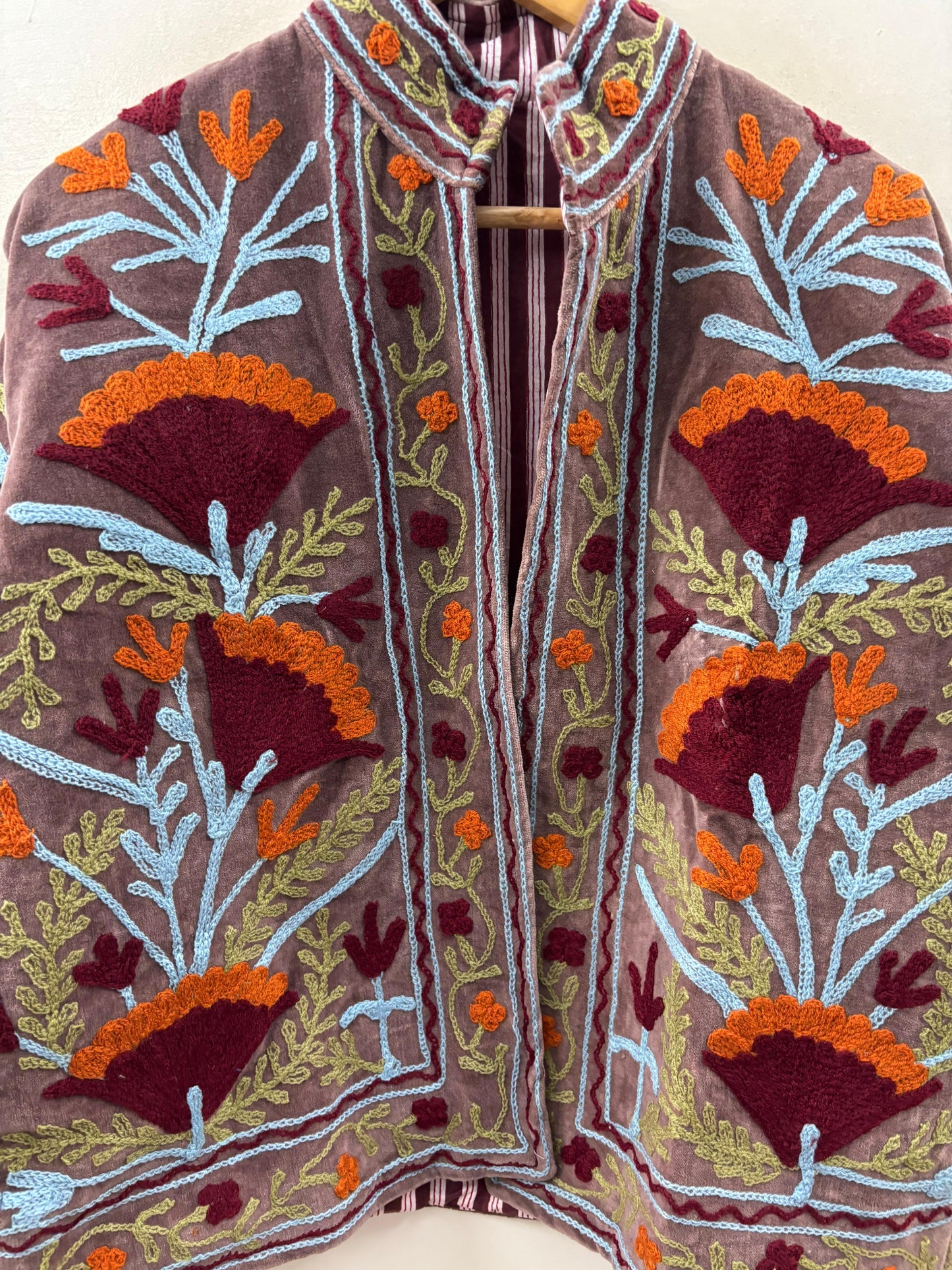 The Samarkand Bloom — Suzani Hand-Embroidered Velvet Jacket — Dusty Mauve - Default Title - Zoshak Jacket