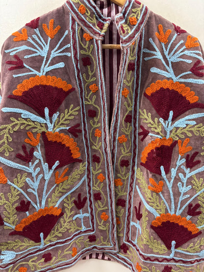 The Samarkand Bloom — Suzani Hand-Embroidered Velvet Jacket — Dusty Mauve - Default Title - Zoshak Jacket