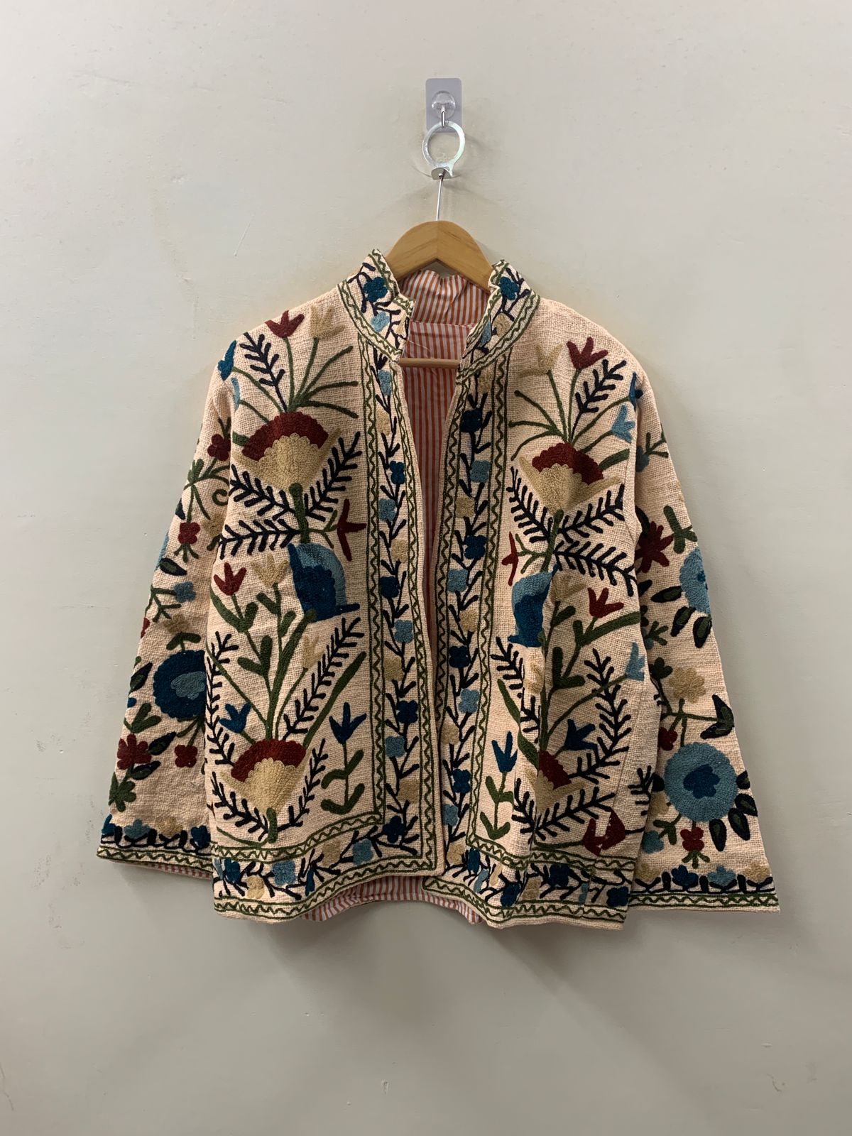 The Garden Manuscript — Crewel-Embroidered Cotton Jacket — Ivory & Wildflower Bloom - Default Title - Zoshak Jacket