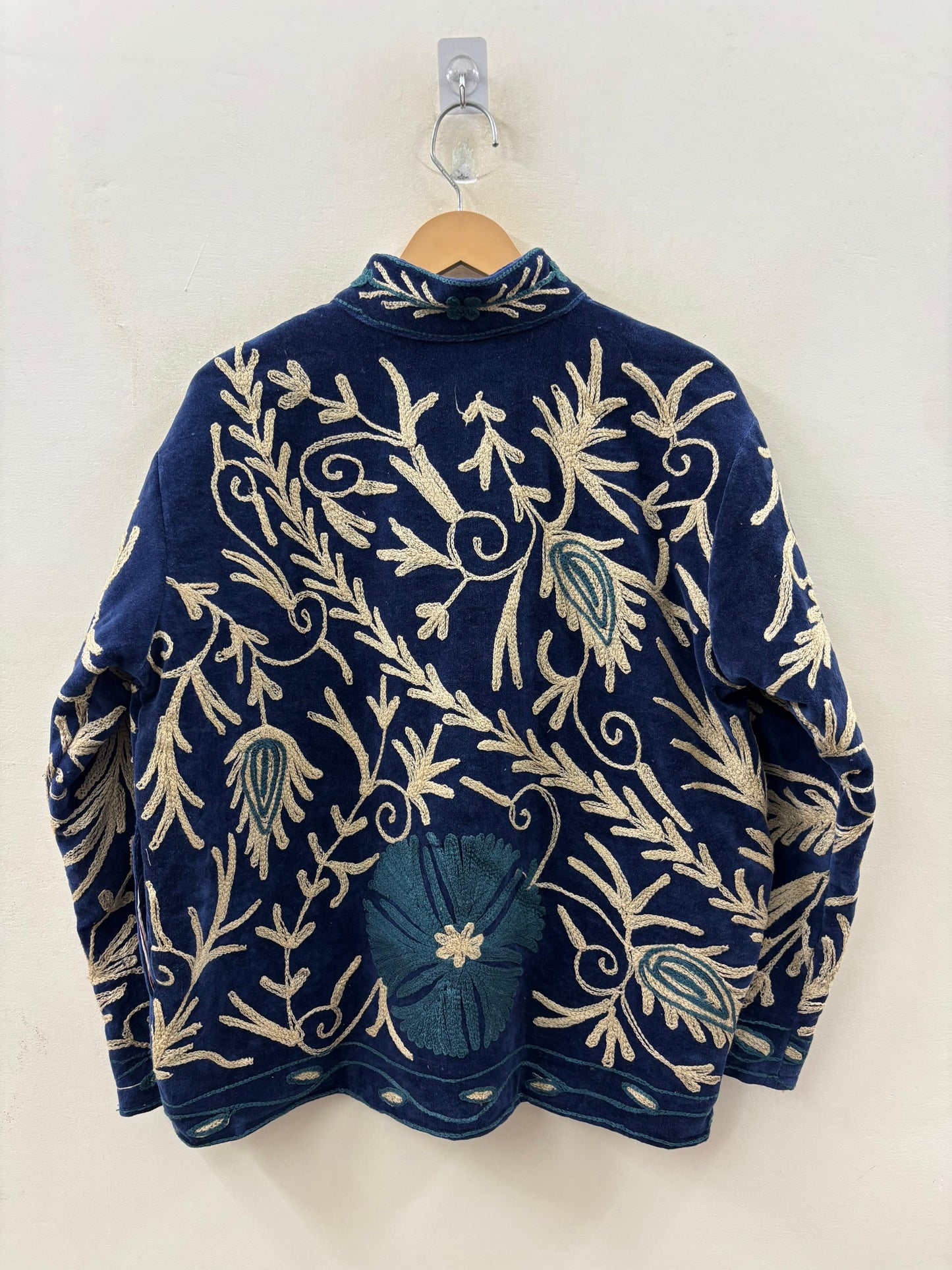 The Gulbadan Midnight — Hand Suzani Embroidered Velvet Jacket - Default Title - Zoshak