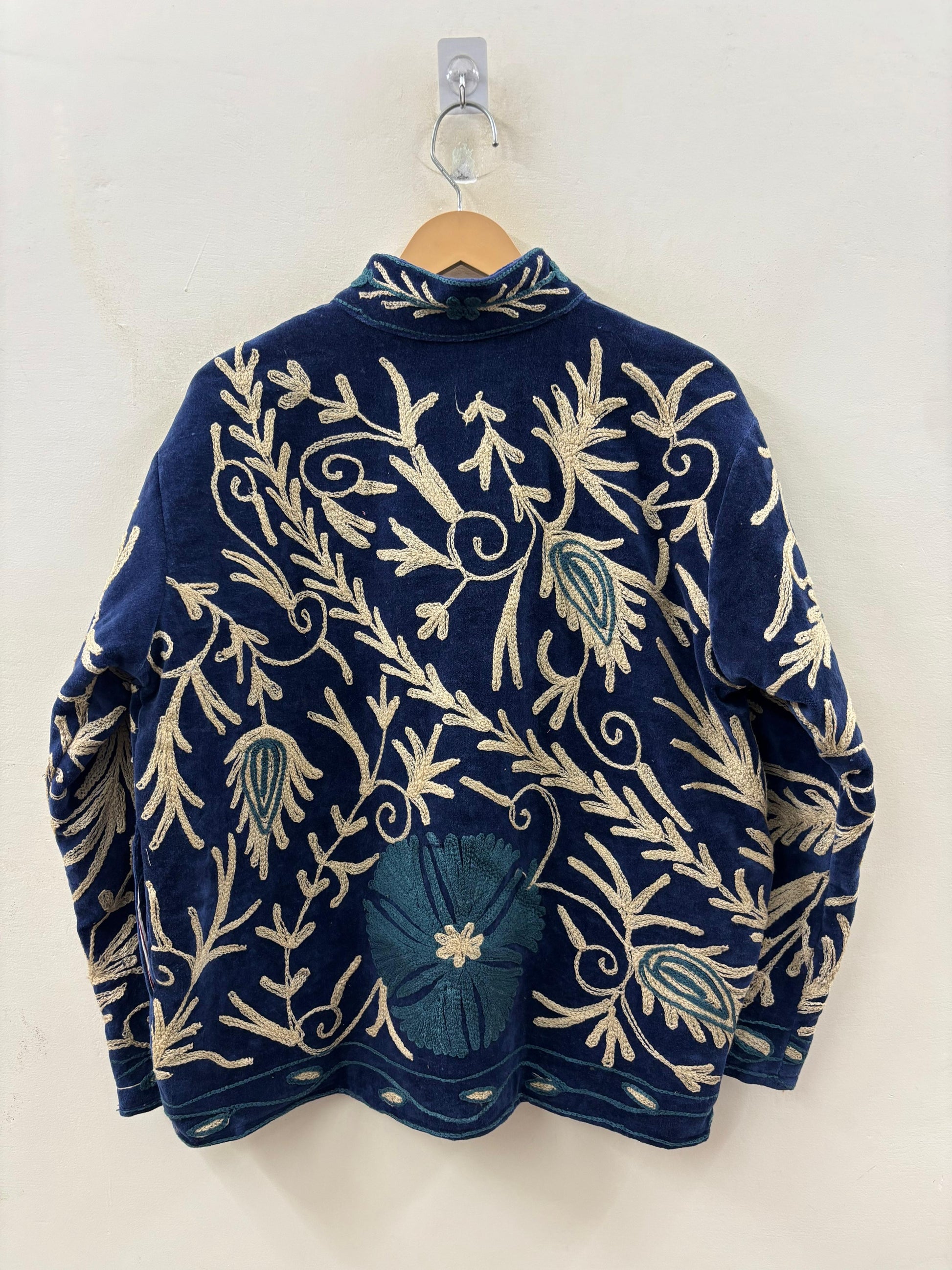 The Gulbadan Midnight — Hand Suzani Embroidered Velvet Jacket - Default Title - Zoshak