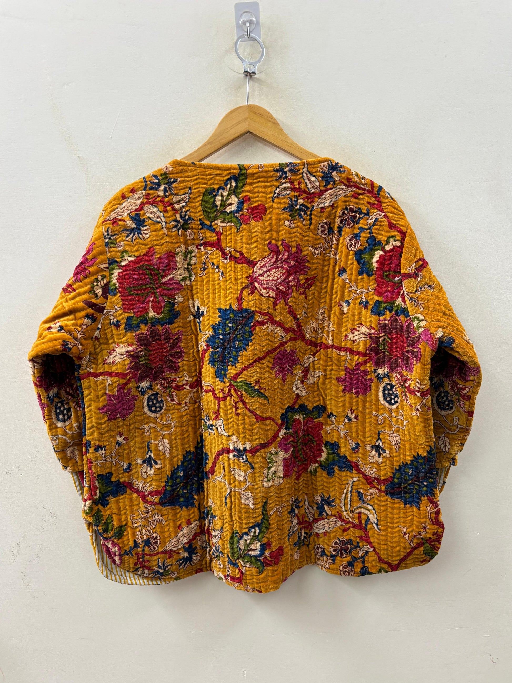 The Mustard Bloom — Hand Block-Printed Quilted Cotton Jacket - Default Title - Zoshak