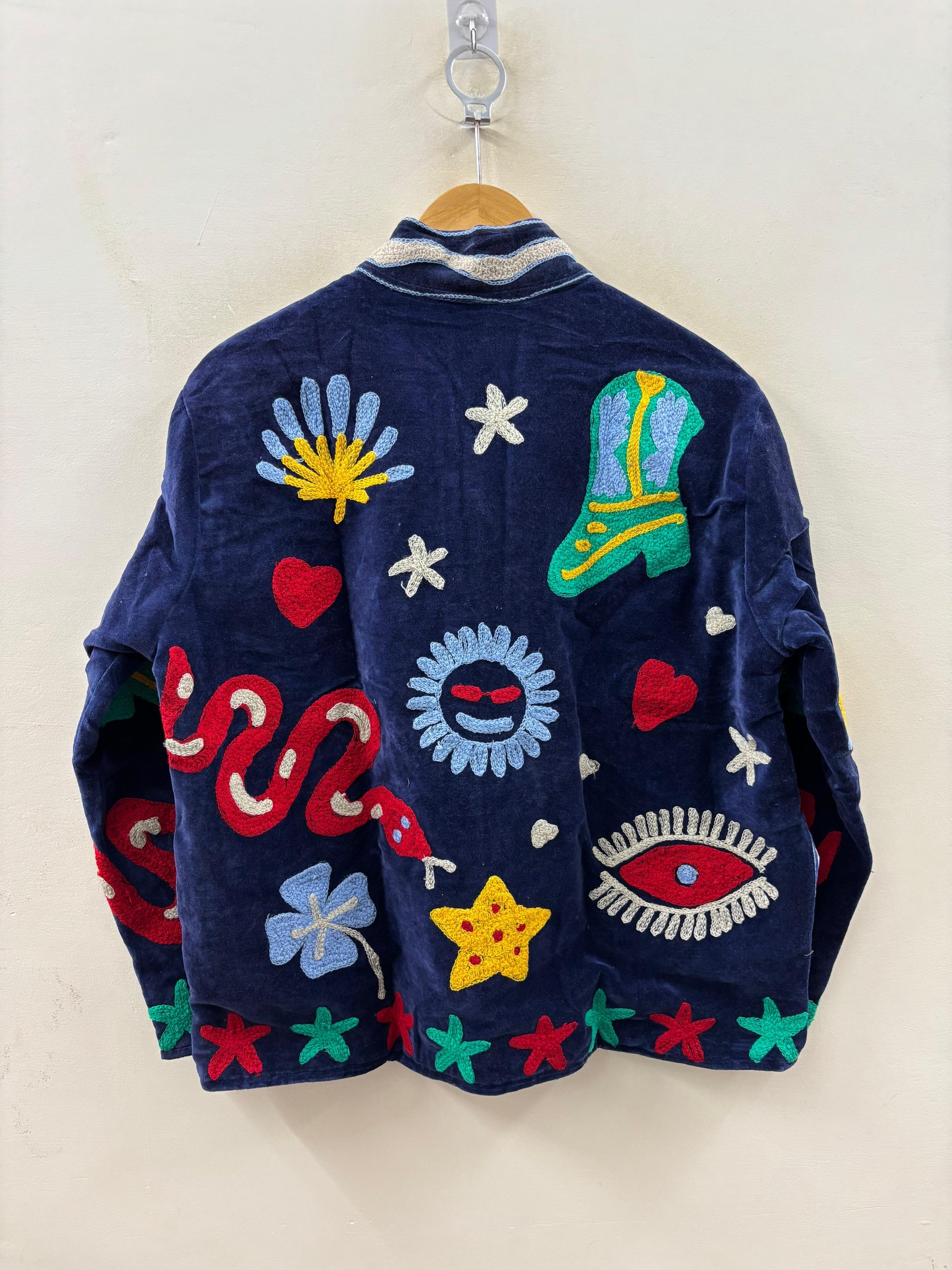 The Nazar — Primary Soul Edition — Hand-Embroidered Navy Velvet Jacket - Default Title - Zoshak