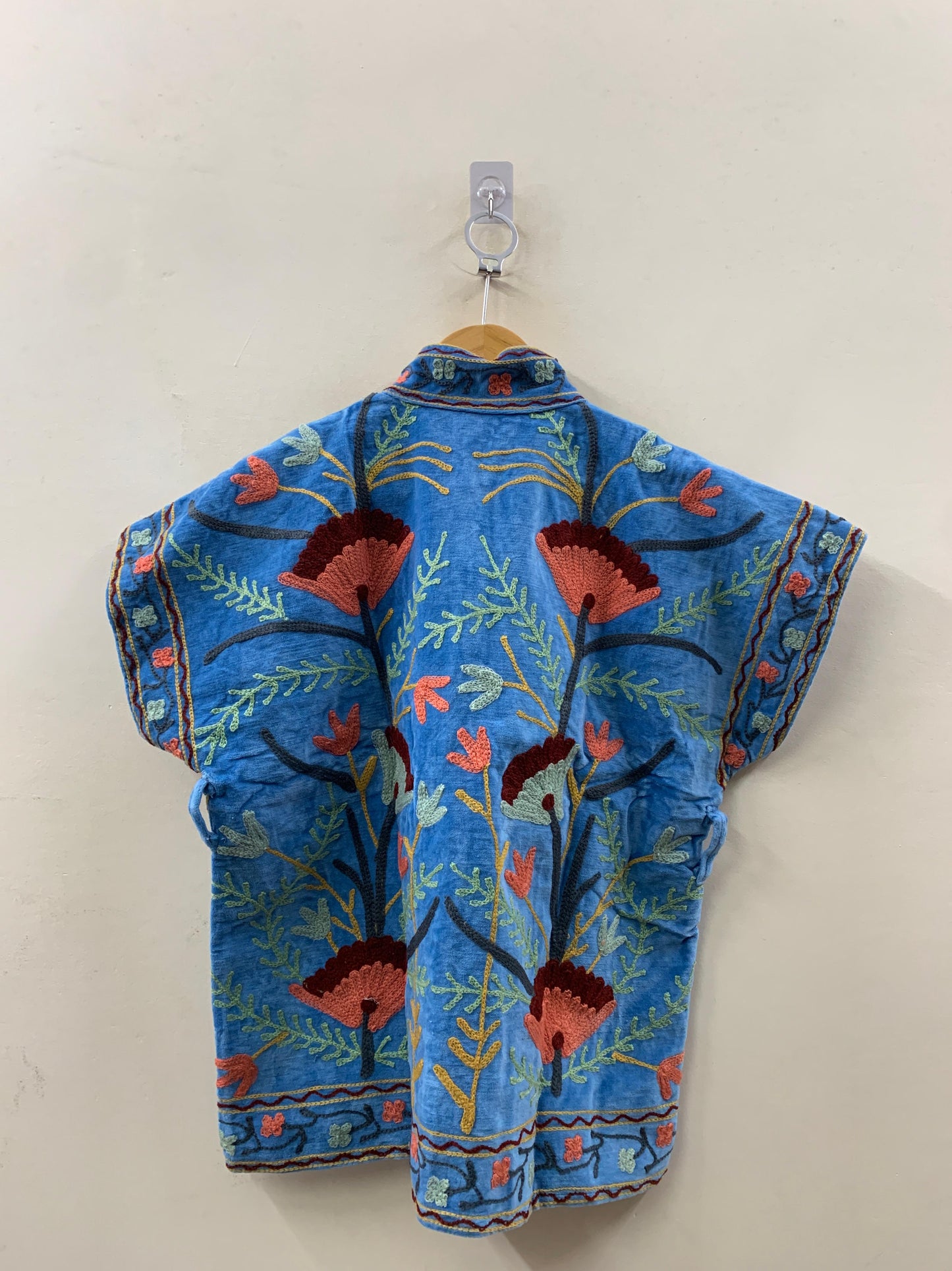 The Indigo Garden — Suzani-Embroidered Velvet Jacket — Cornflower Blue - Default Title - Zoshak Jacket
