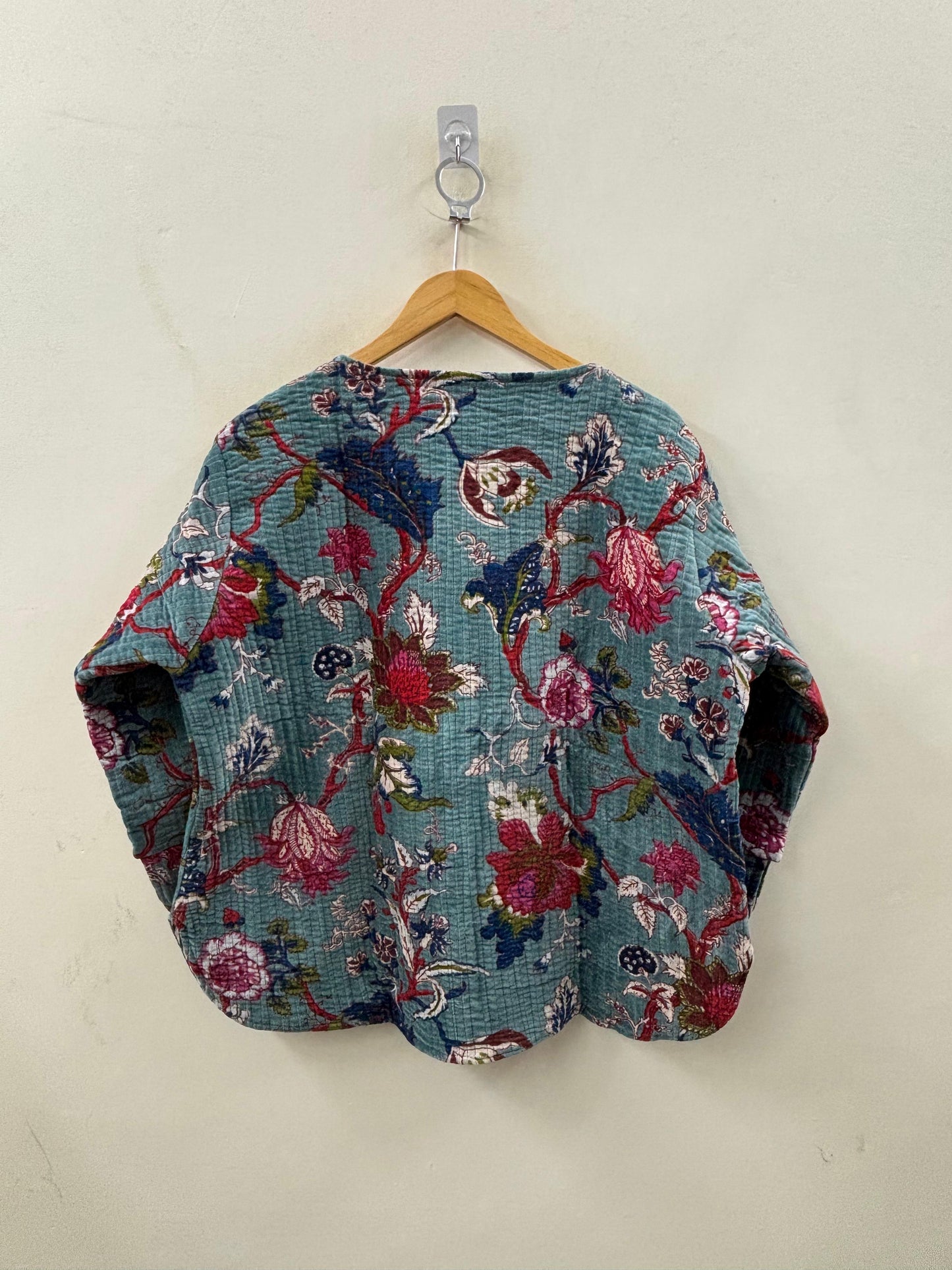 The Teal Garden — Hand Block-Printed Quilted Cotton Jacket - Default Title - Zoshak