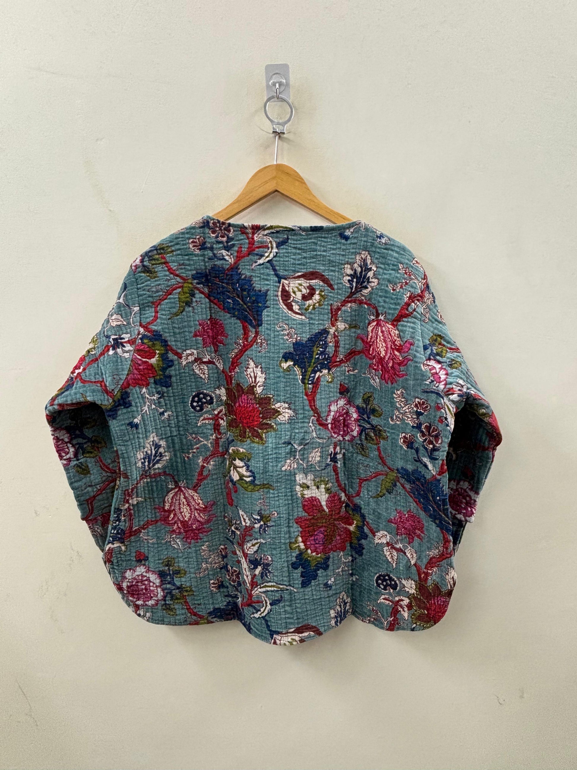 The Teal Garden — Hand Block-Printed Quilted Cotton Jacket - Default Title - Zoshak