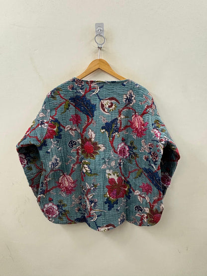 The Teal Garden — Hand Block-Printed Quilted Cotton Jacket - Default Title - Zoshak
