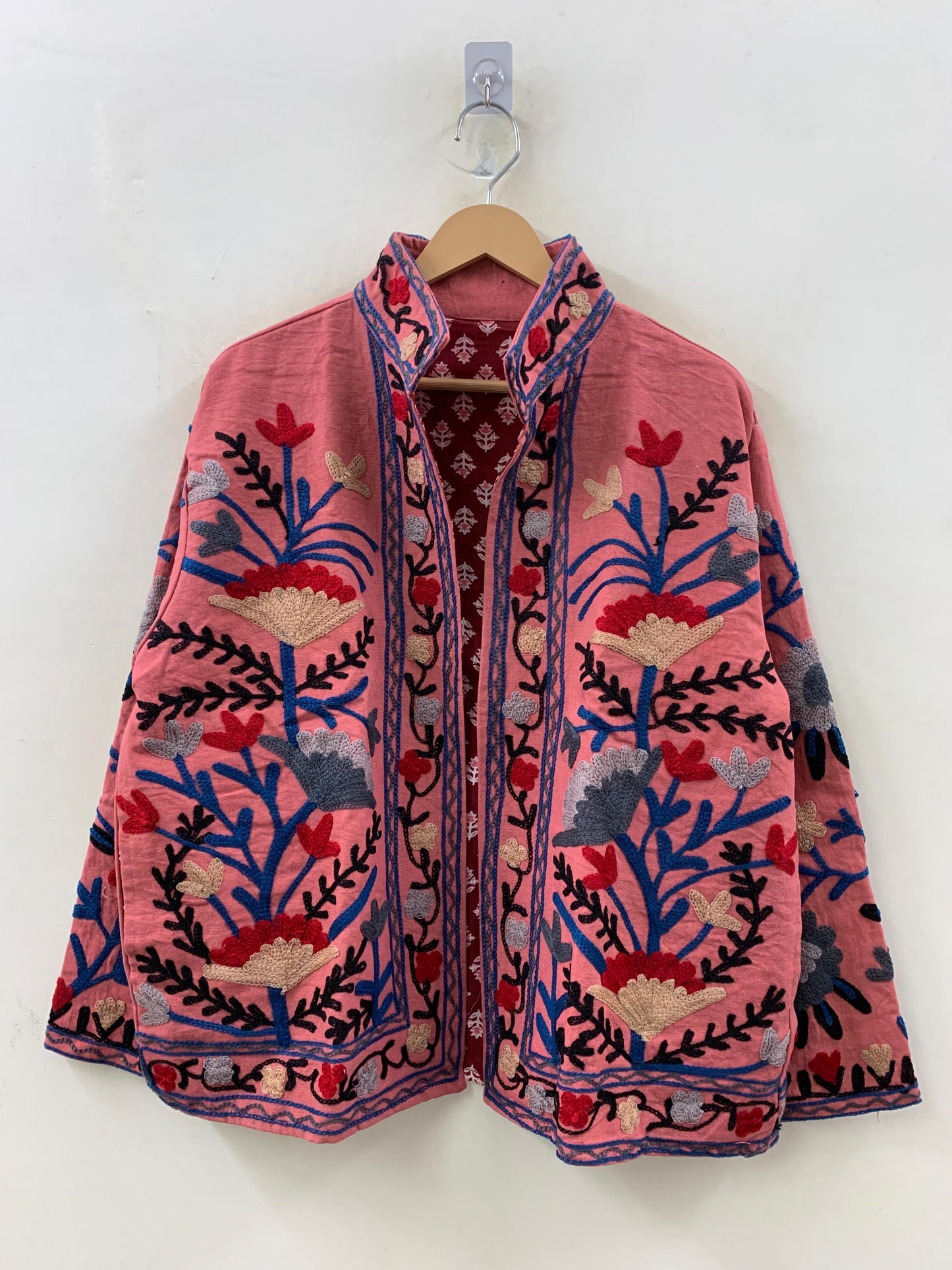 The Rose Garden — Crewel Embroidered Cotton Jacket — Dusty Rose - Default Title - Zoshak Jacket