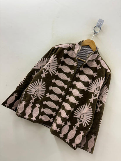 The Forest Bloom — Suzani Hand-Embroidered Velvet Jacket — Moss & Blush - Default Title - Zoshak Jacket
