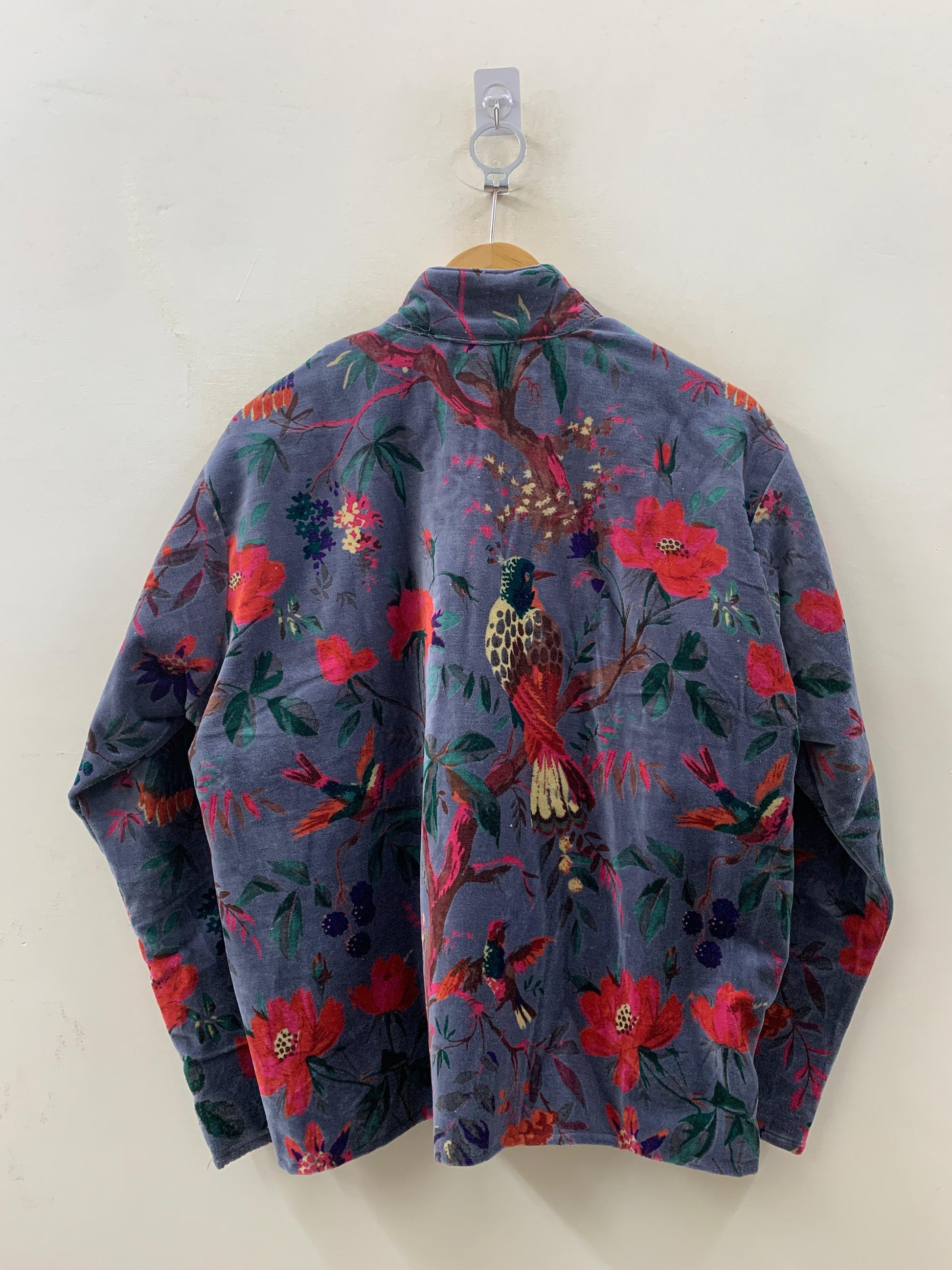 The Paradise Garden — Velvet Printed Jacket — Dusty Periwinkle & Crimson - Default Title - Zoshak Jacket