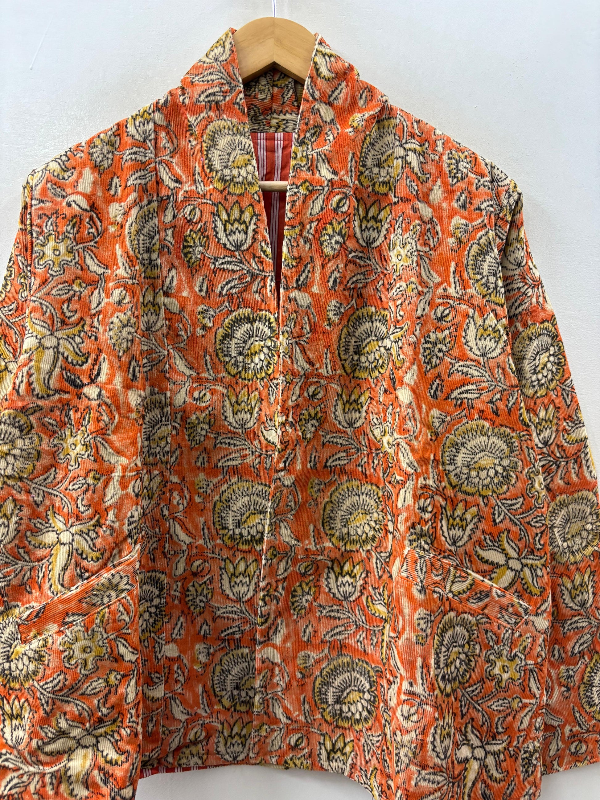 The Marigold Bloom — Hand-Embroidered Corduroy Jacket — Burnt Orange - Default Title - Zoshak Jacket
