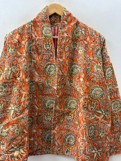 The Marigold Bloom — Hand-Embroidered Corduroy Jacket — Burnt Orange - Default Title - Zoshak Jacket