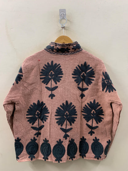 The Dusty Rose Suzani — Hand-Embroidered Waffle Cotton Jacket - Default Title - Zoshak