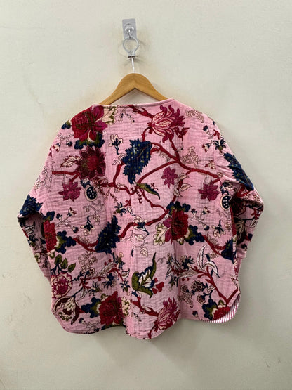 The Blush Garden — Hand Block-Printed Quilted Cotton Jacket - Default Title - Zoshak