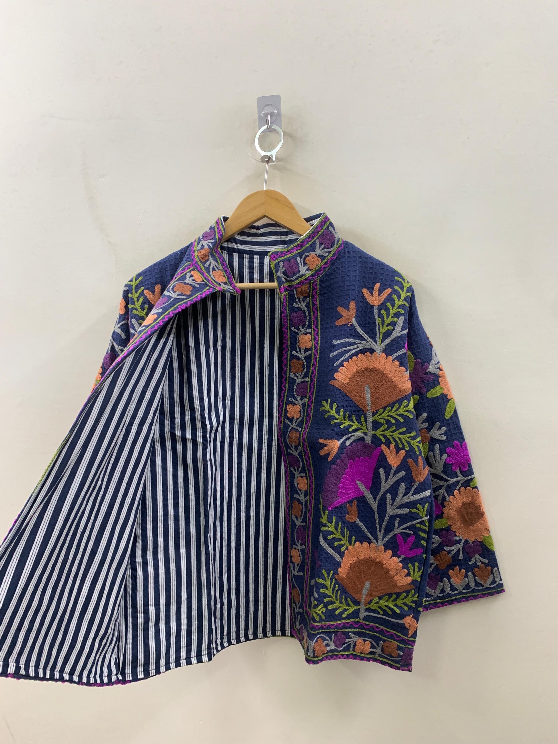 The Indigo Festival — Hand-Embroidered Waffle Cotton Jacket - Default Title - Zoshak