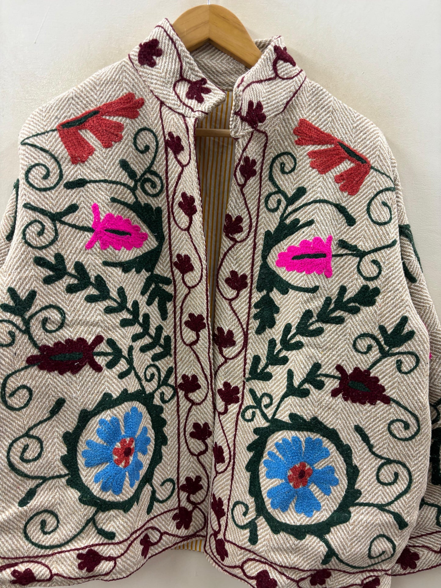 The Suzani Garden — Hand-Embroidered Cotton Jacket — Ivory & Wildflower - Default Title - Zoshak Jacket