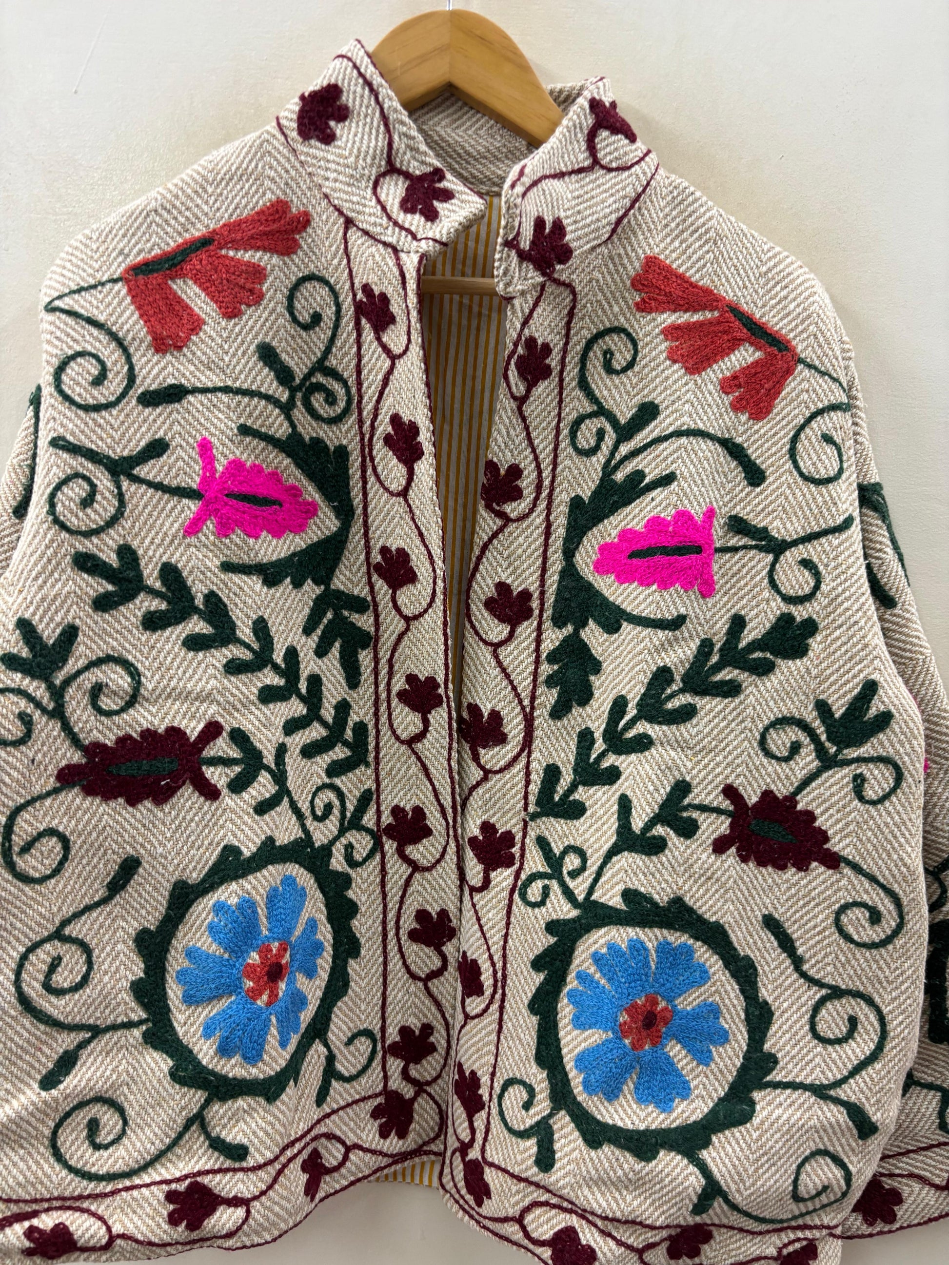 The Suzani Garden — Hand-Embroidered Cotton Jacket — Ivory & Wildflower - Default Title - Zoshak Jacket