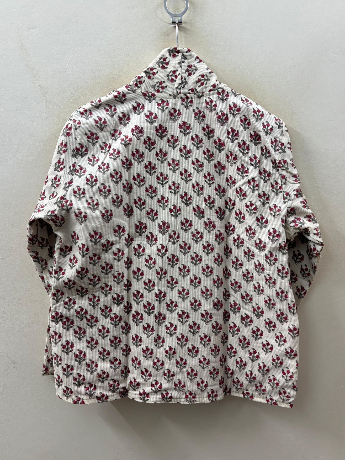 The Bagh — Hand-Embroidered Corduroy Jacket — Ivory with Ruby Florals - Default Title - Zoshak Jacket