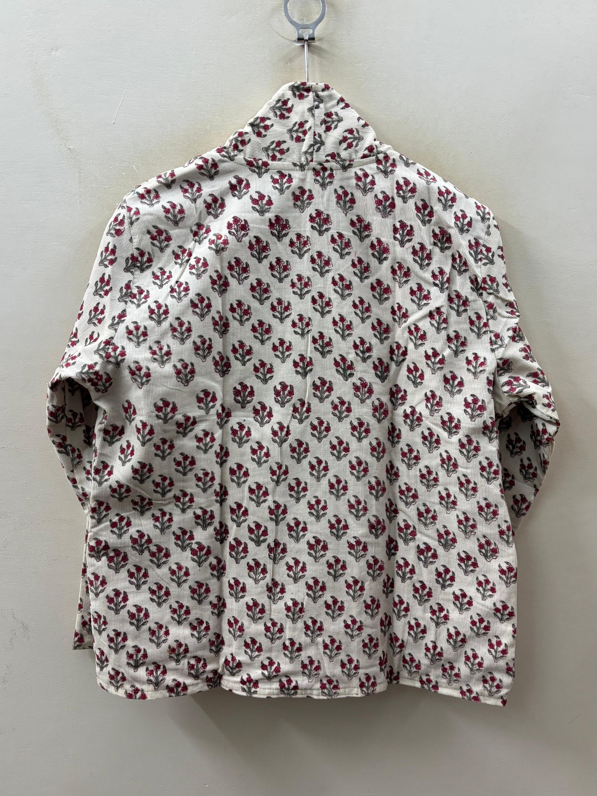 The Bagh — Hand-Embroidered Corduroy Jacket — Ivory with Ruby Florals - Default Title - Zoshak Jacket