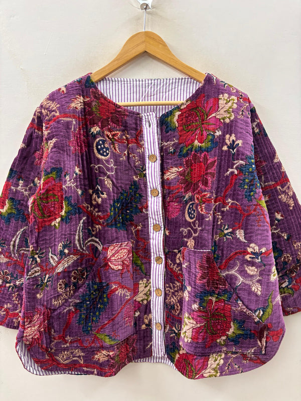 The Violet Garden — Hand Block-Printed Quilted Cotton Jacket - Default Title - Zoshak