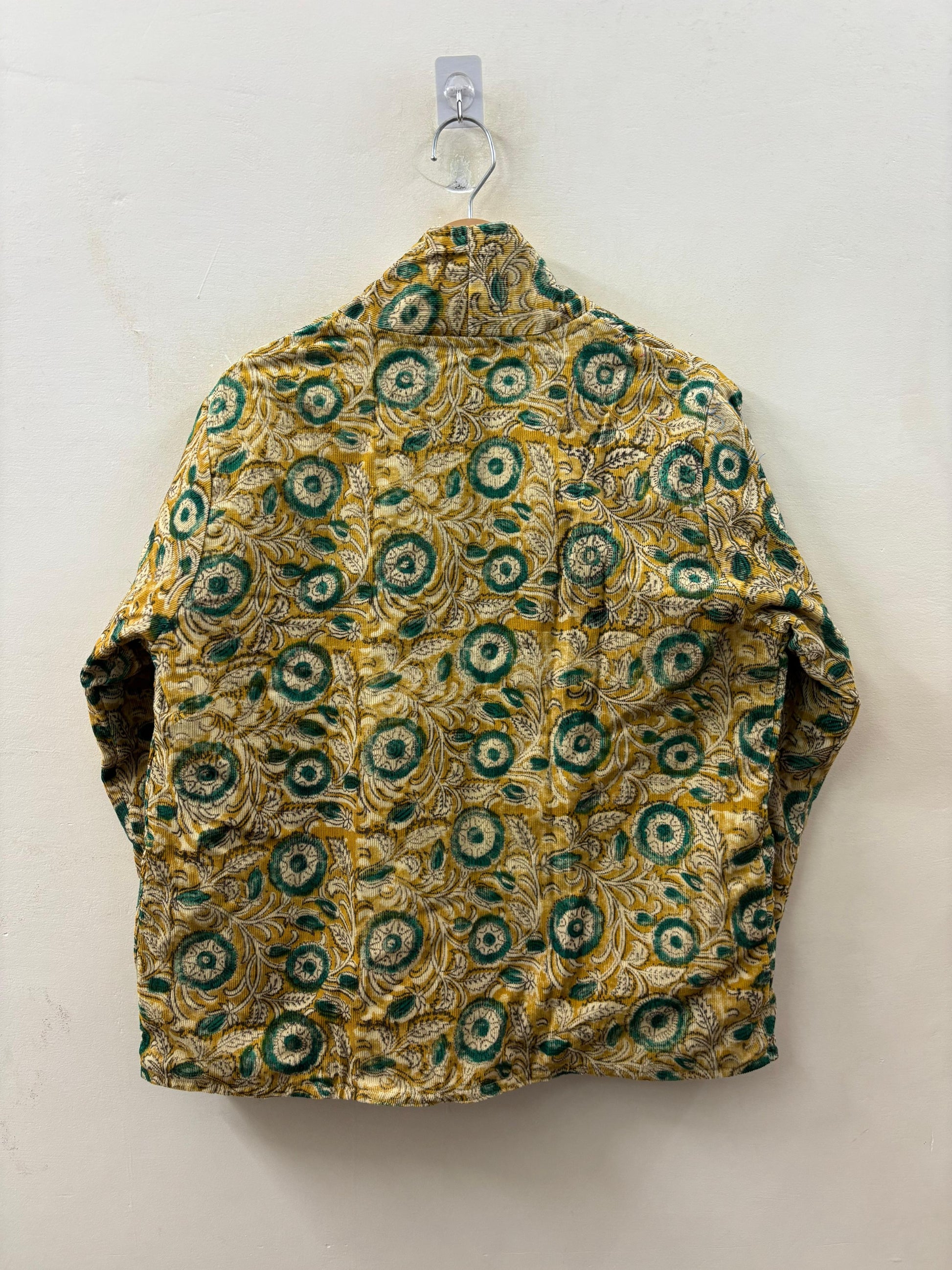 The Marigold Garden — Hand-Embroidered Corduroy Jacket — Golden Yellow with Emerald Florals - Default Title - Zoshak Jacket