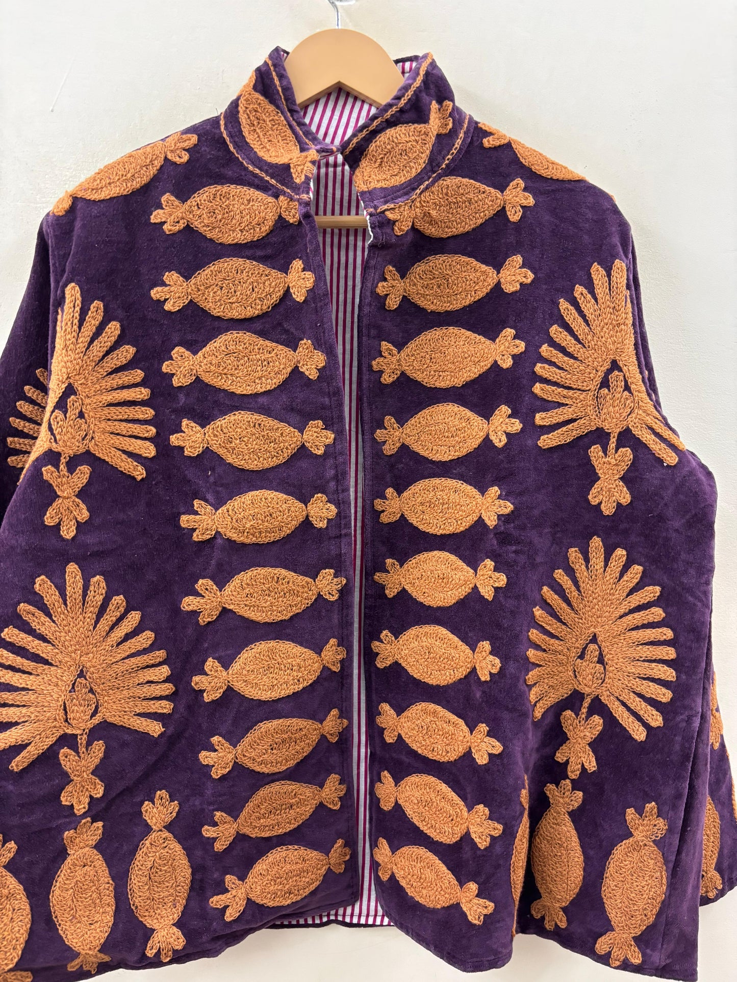 The Amethyst Darbar — Suzani Hand-Embroidered Velvet Jacket — Deep Violet & Saffron Gold - Default Title - Zoshak Jacket