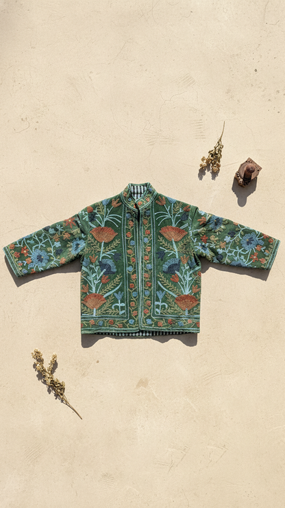 The Gulbadan Forest — Hand Suzani Embroidered Velvet Jacket - Default Title - Zoshak
