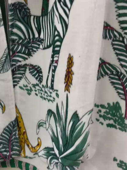 The Jungle Darbar — All-Over Block Printed Cotton Jacket — Ivory Safari