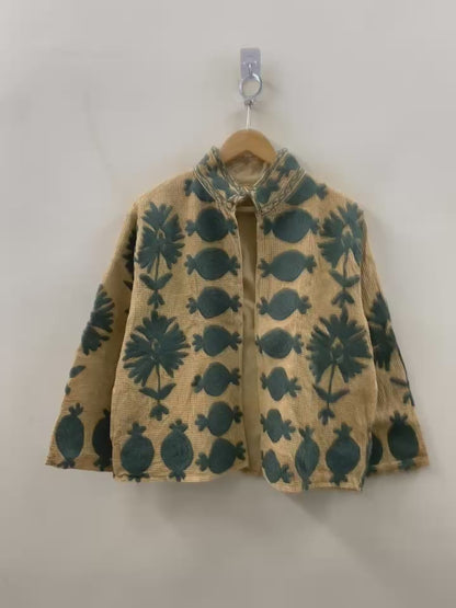 The Golden Suzani — Hand-Embroidered Waffle Cotton Jacket