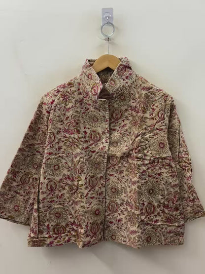 The Maharani's Garden — Hand-Embroidered Corduroy Jacket — Cream