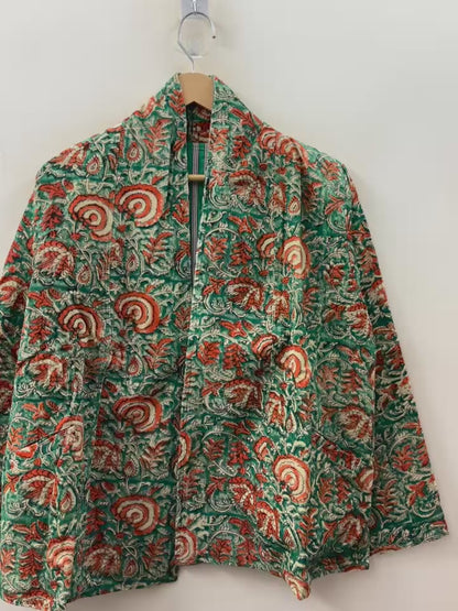 The Maharaja's Garden — Hand-Embroidered Corduroy Jacket — Deep Forest Green