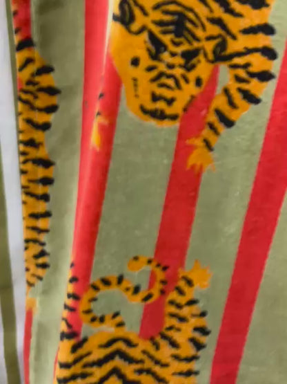 The Sher-e-Jangal — Block Printed Velvet Jacket — Sage, Coral & Tiger Gold